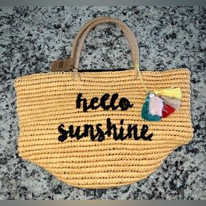 Hello Sunshine Woven Tote Bag - Tan